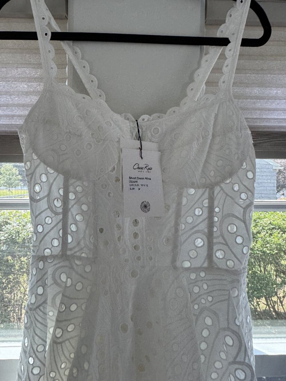 Charo Ruiz Nina White Eyelet Bridal Mini Dress NWT Size M + Headband